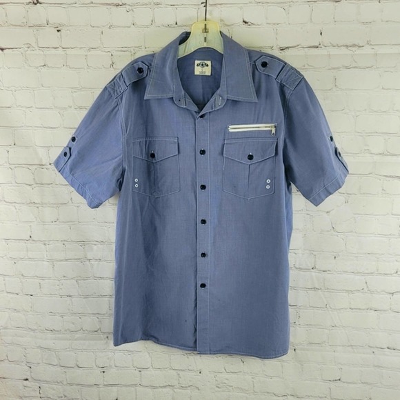 PJ Mark Short Sleeve Collared Button Down Shirt w/Front Pockets Size Large - Picture 1 of 9
